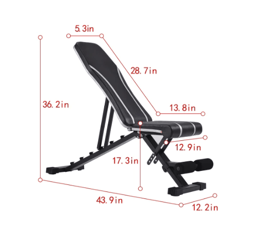 Adjustable Fitness Bench dimension - Joyfit