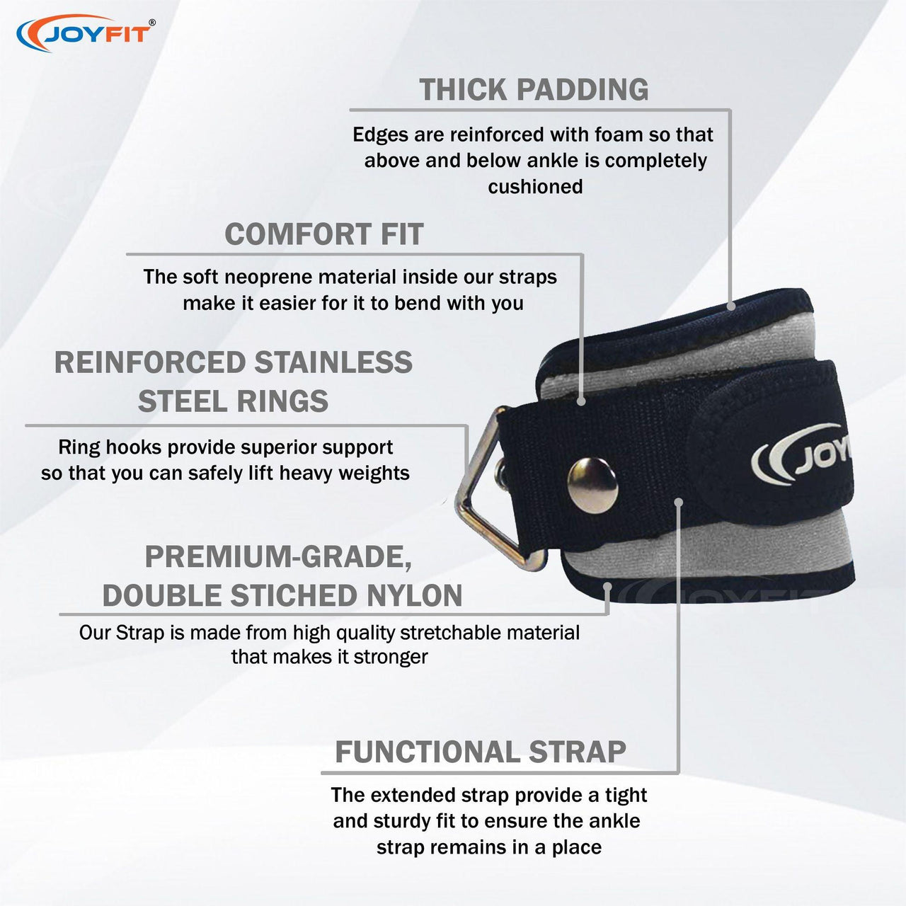 Wide Padded Ankle Straps with Triangle Rings - Joyfit