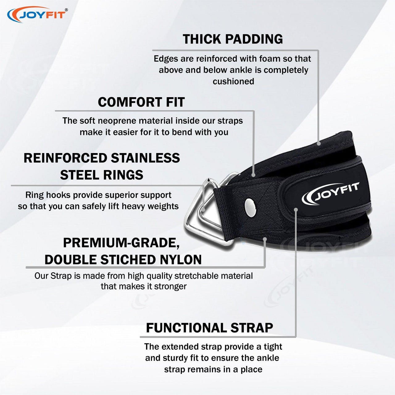 Wide Padded Ankle Straps with Triangle Rings - Joyfit
