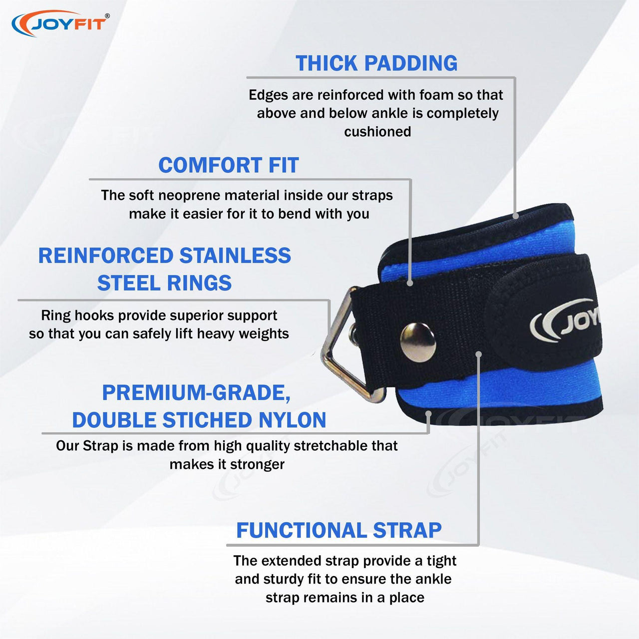 Wide Padded Ankle Straps with Triangle Rings - Joyfit