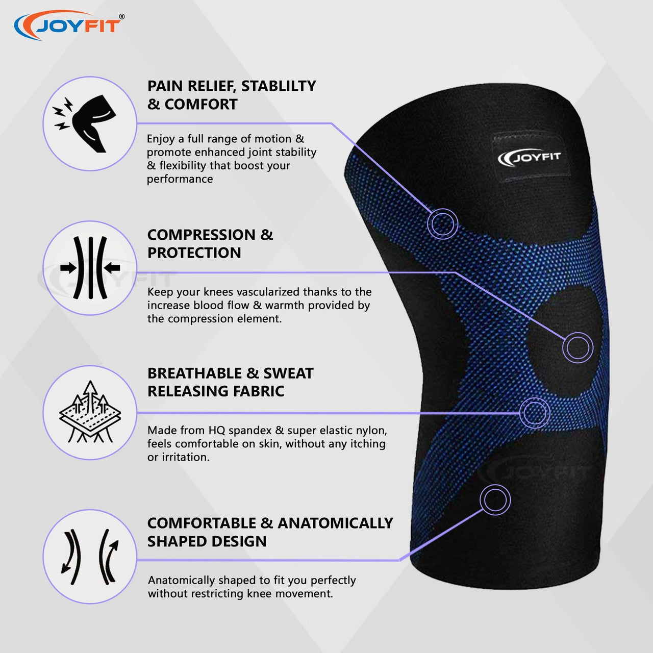 Knee Compression Sleeves For Knee-Support & Pain Relief - Joyfit