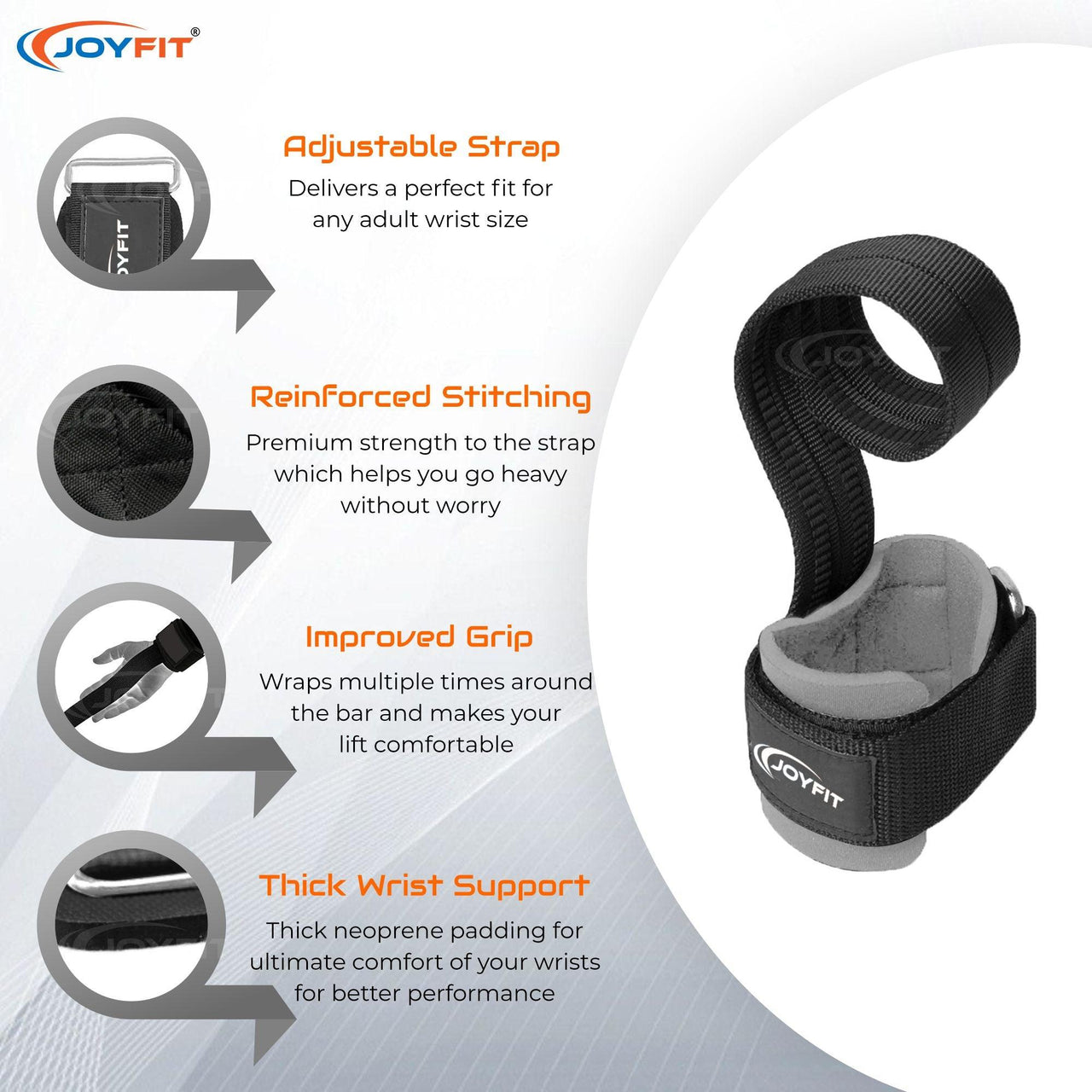 Joyfit Weightlifting Straps (Pair) - Joyfit