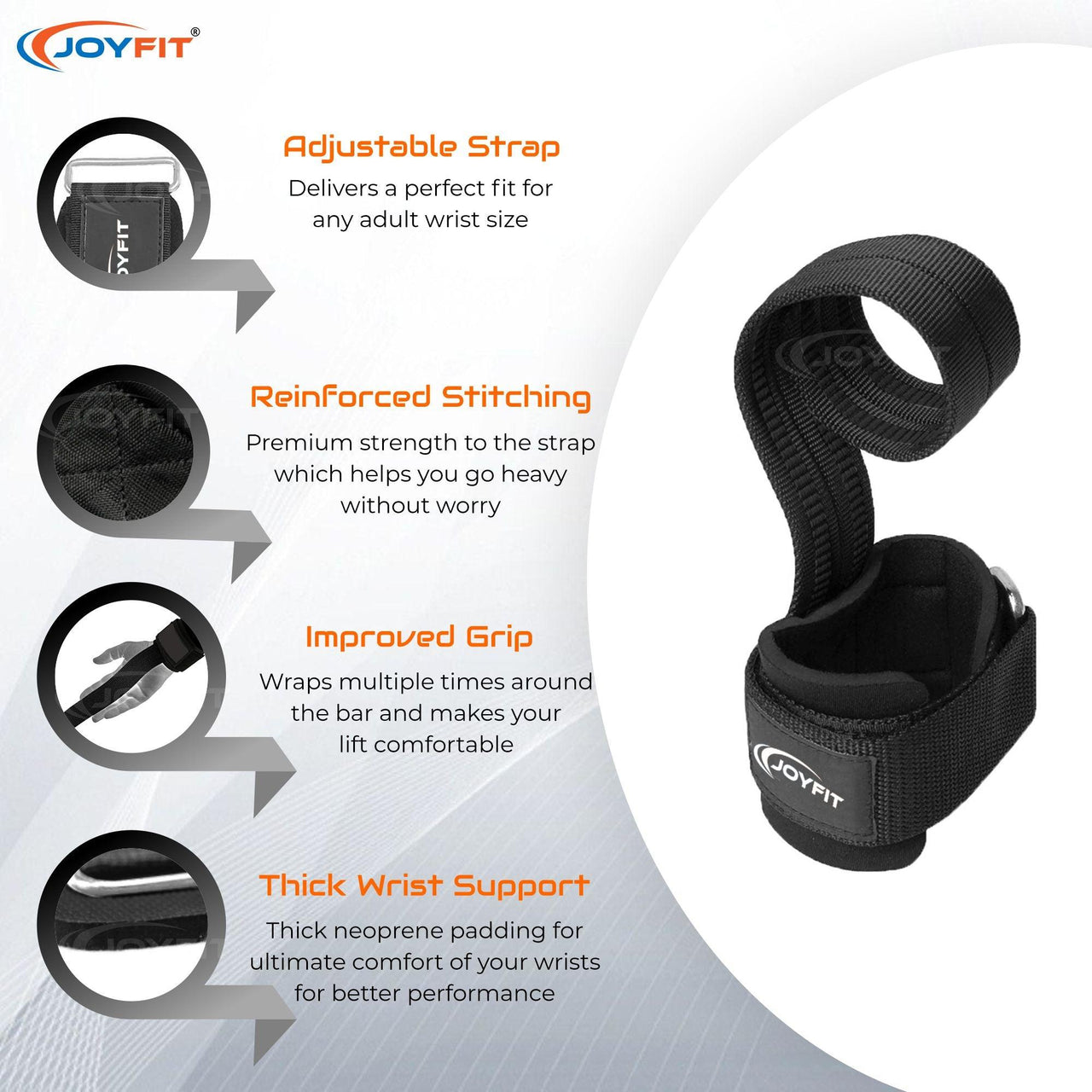 Joyfit Weightlifting Straps (Pair) - Joyfit