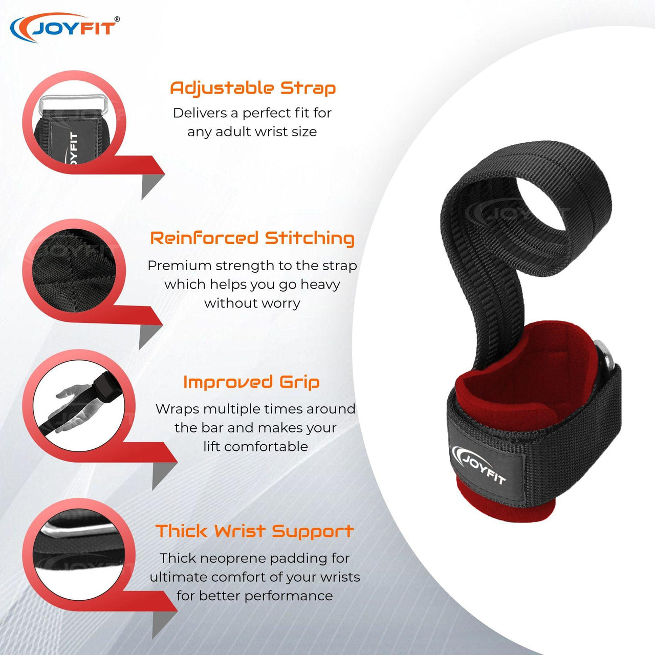 Joyfit Weightlifting Straps (Pair) - Joyfit