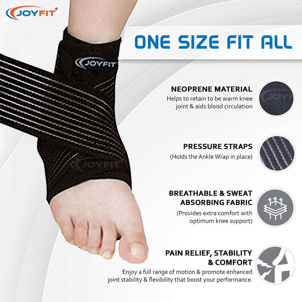 Adjustable Ankle Support Brace with Straps - Joyfit