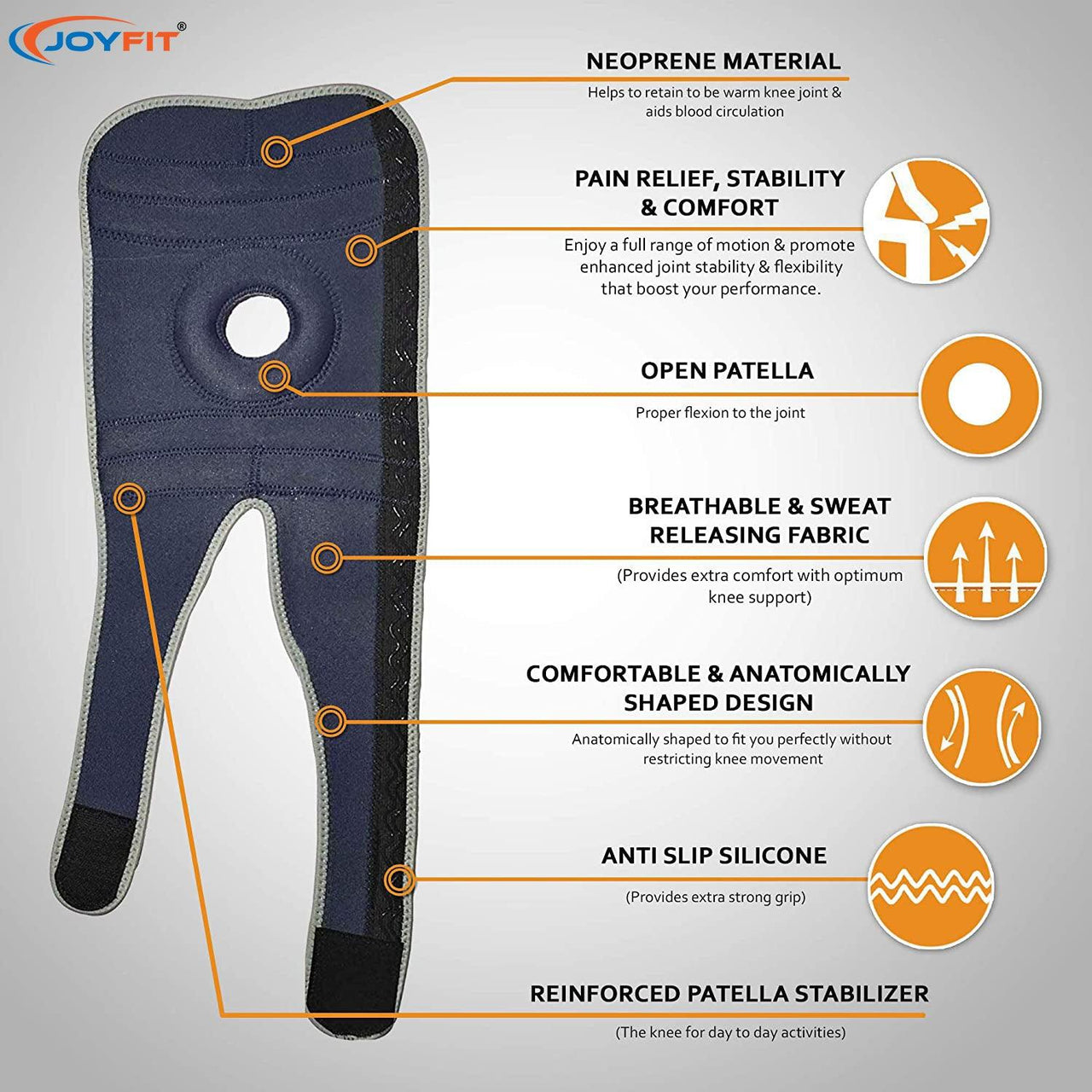 Knee Cap with Anti Slip Silicone Lining (Single) - Joyfit