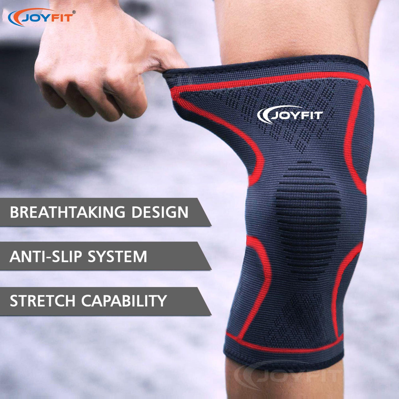 Knee Sleeves with Ventilated Patella (Red) - Joyfit