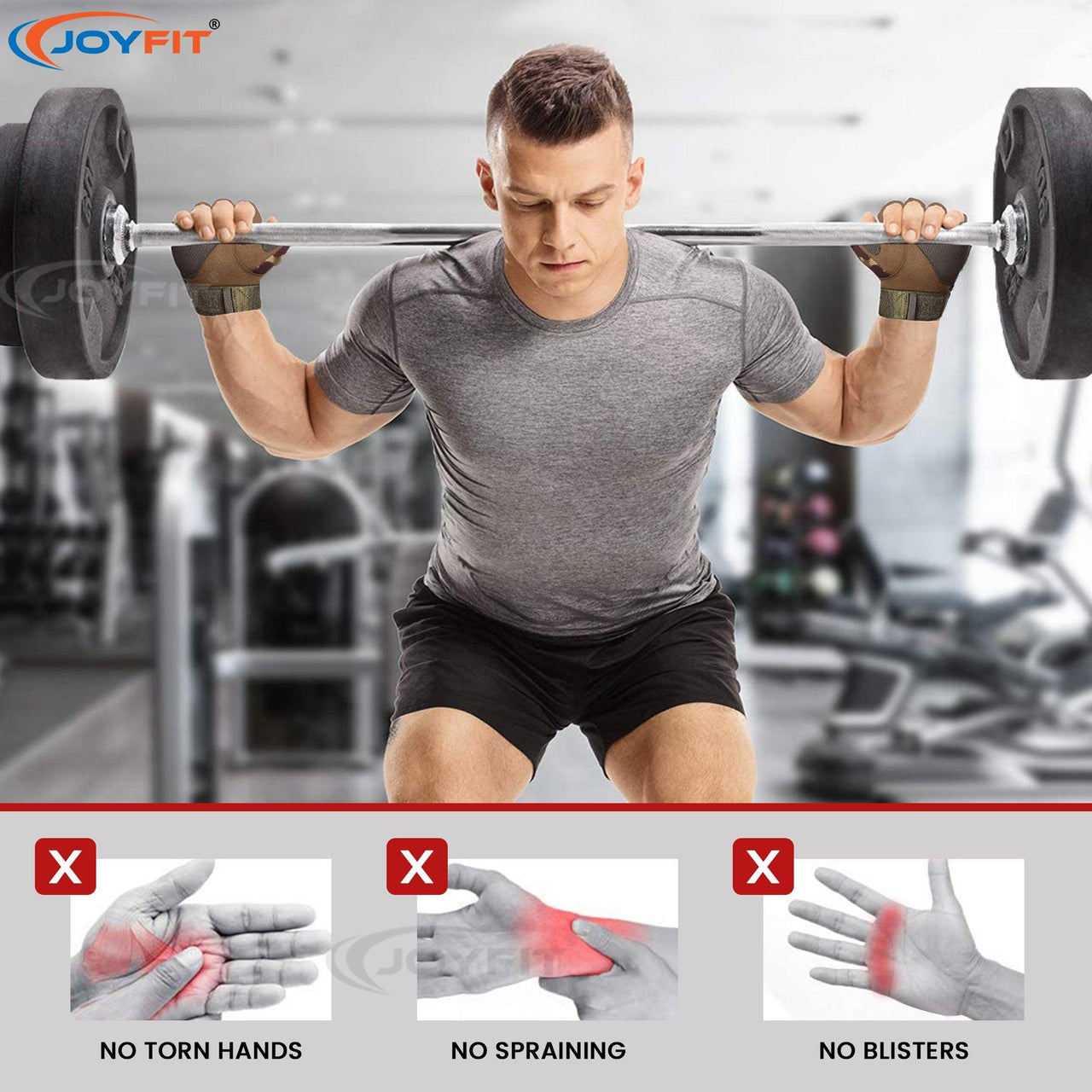 Gym Gloves with Wrist Wraps - Joyfit