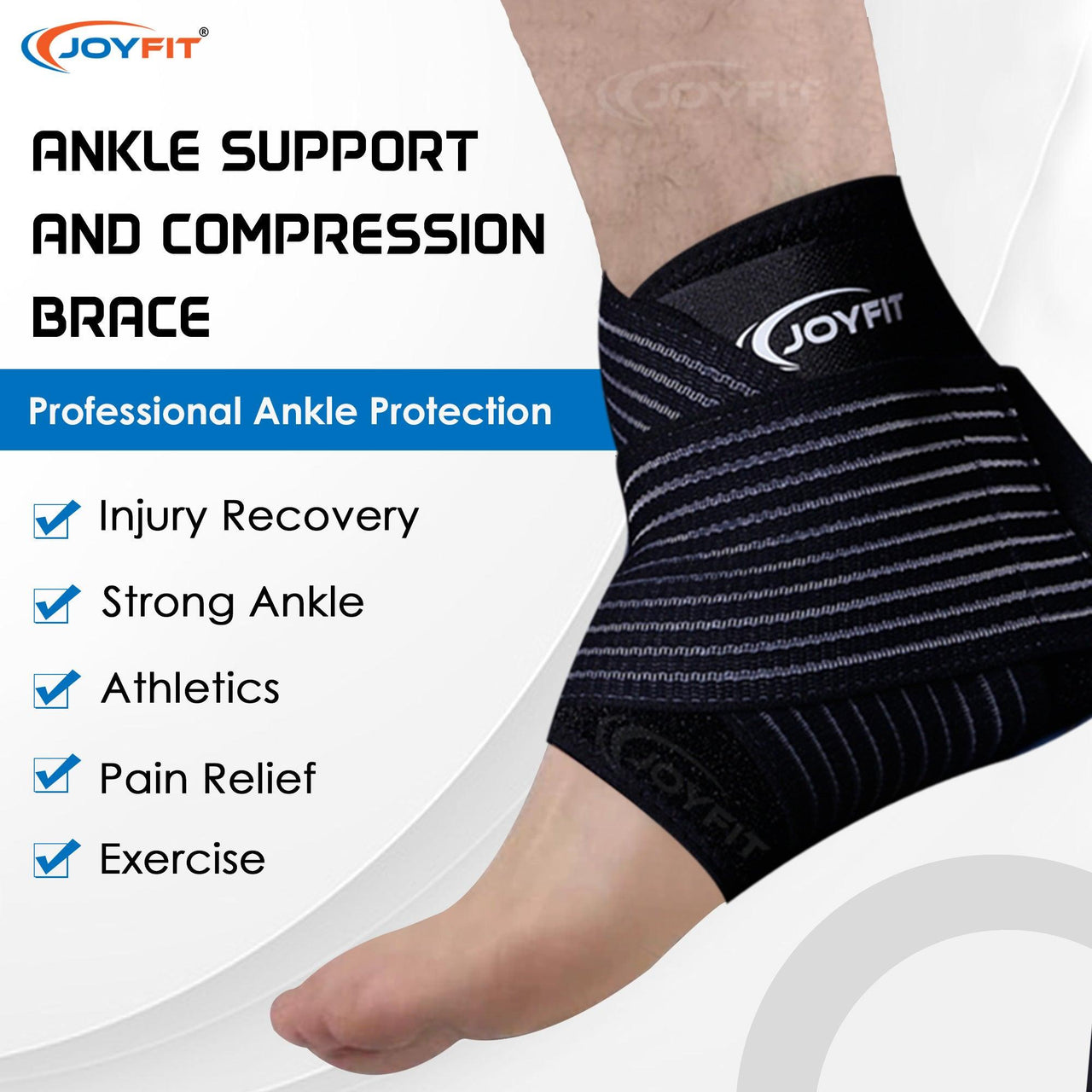 Adjustable Ankle Support Brace with Straps - Joyfit