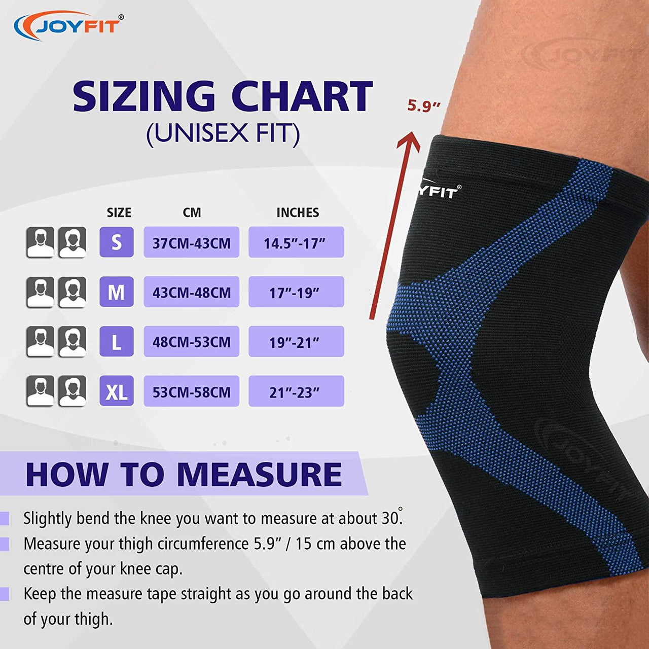 Knee Compression Sleeves For Knee-Support & Pain Relief - Joyfit