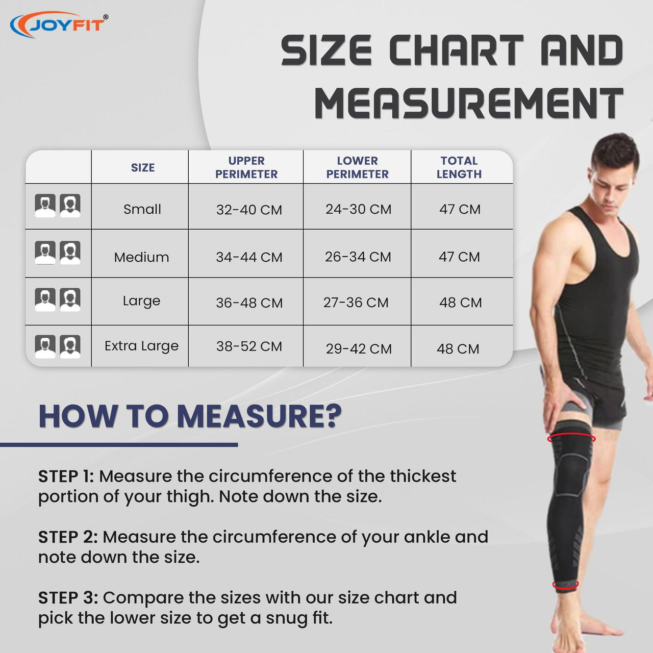 Long Knee Compression Sleeve With Anti Slip - Joyfit
