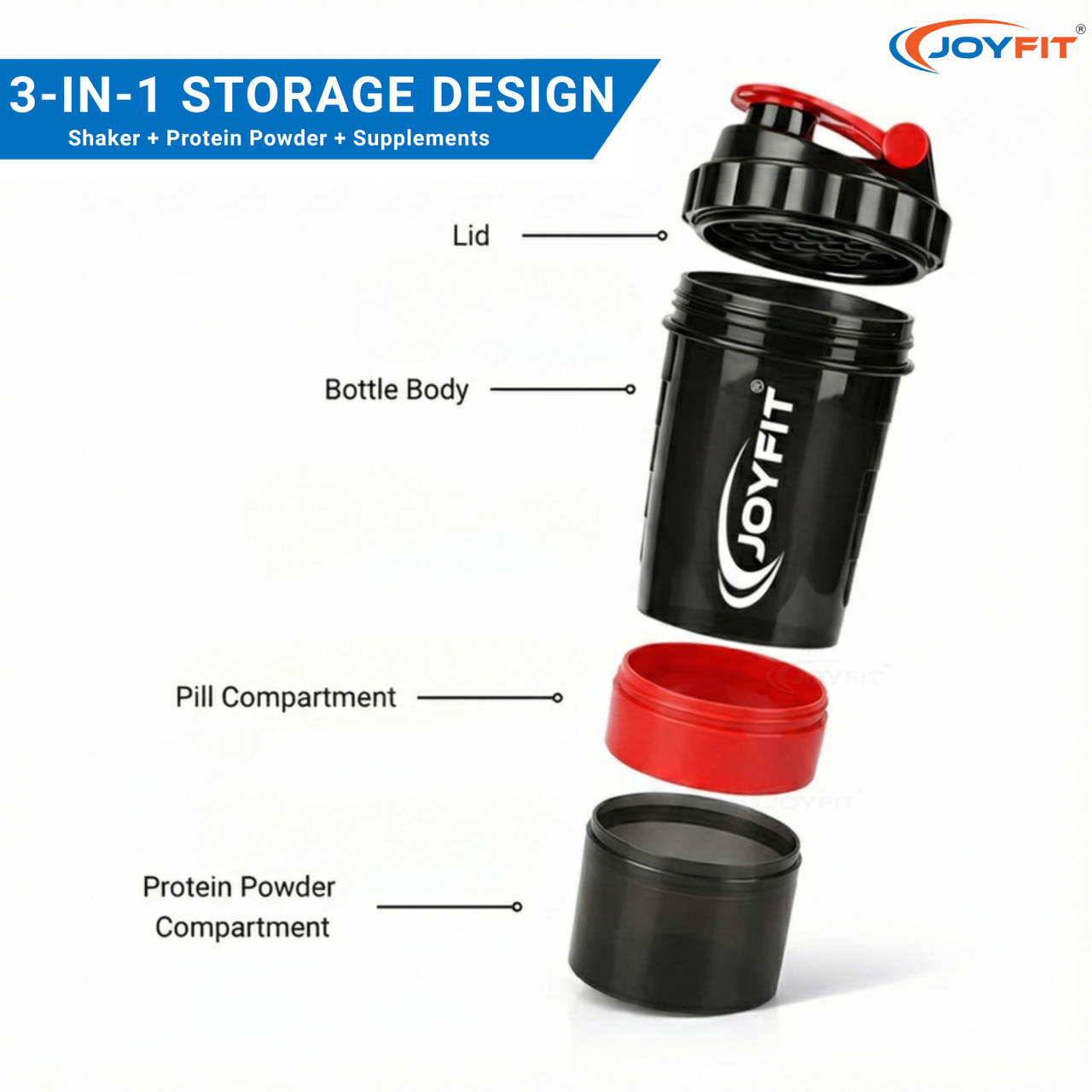 3-in-1 Protein Shaker Bottle (500 ml)
