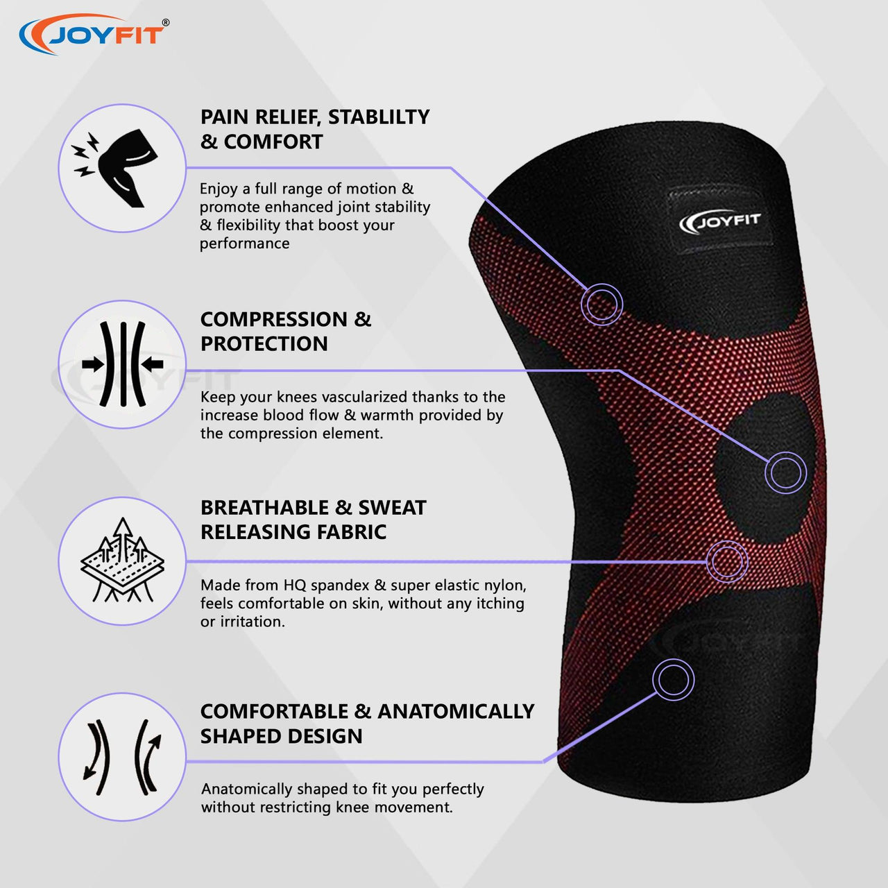 Knee Compression Sleeves For Knee-Support & Pain Relief