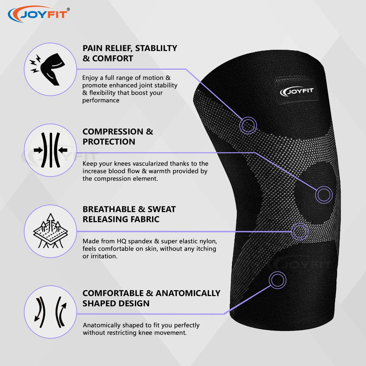 Knee Compression Sleeves For Knee-Support & Pain Relief - Joyfit