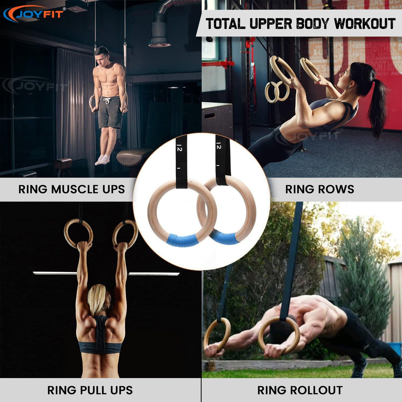 Amazon.com : BeMaxx Gymnastic Rings Set Wood + Door Anchor Attachment,  Exercise eBook & Safety Straps + Length Markings | Wooden Olympic Gym  Gymnastics Athletic Fitness | Home Workout Muscle Training : Sports &  Outdoors