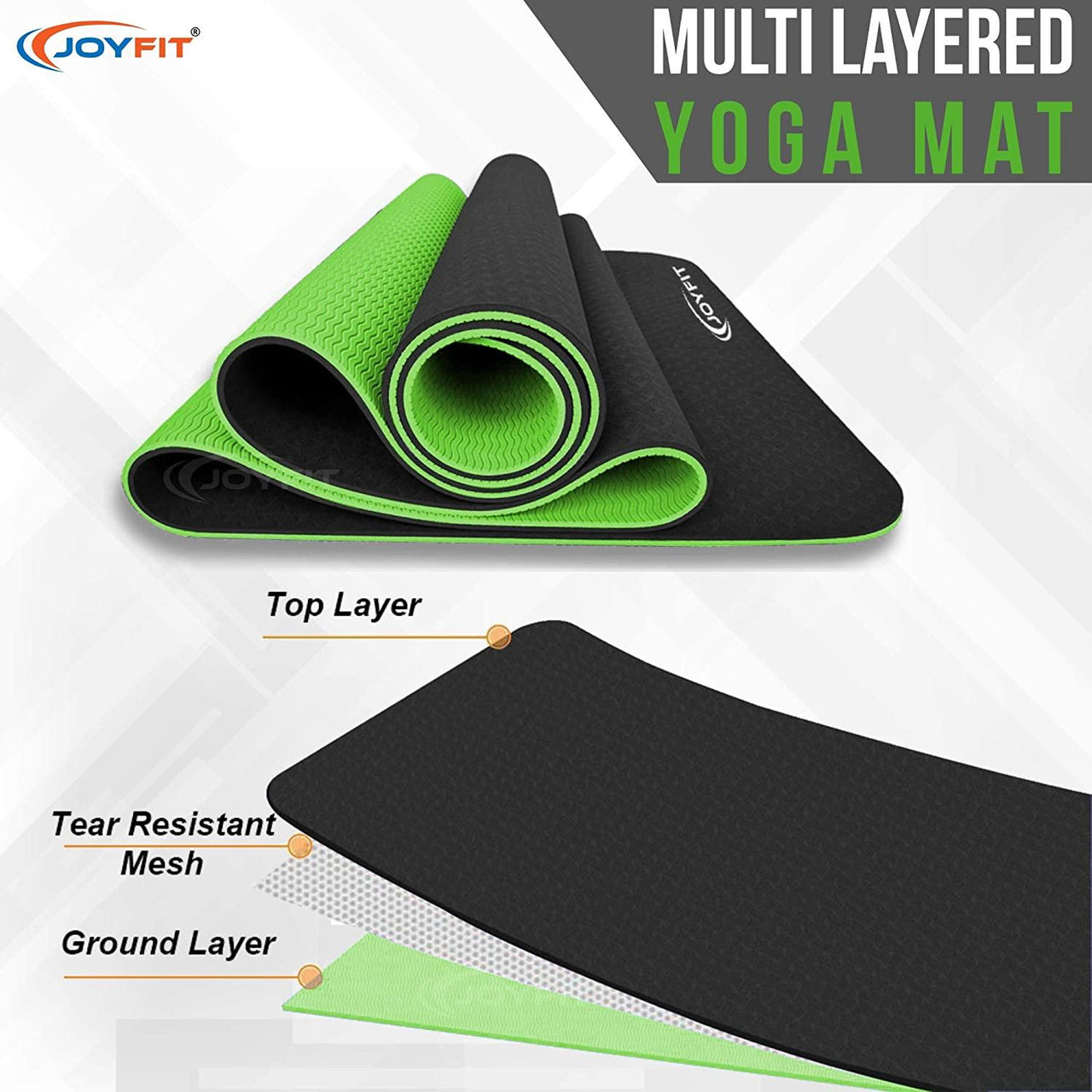 Buy Joyfit Yoga Mat-Non Slip 8mm Extra Thick, Black, 1 Pc Online